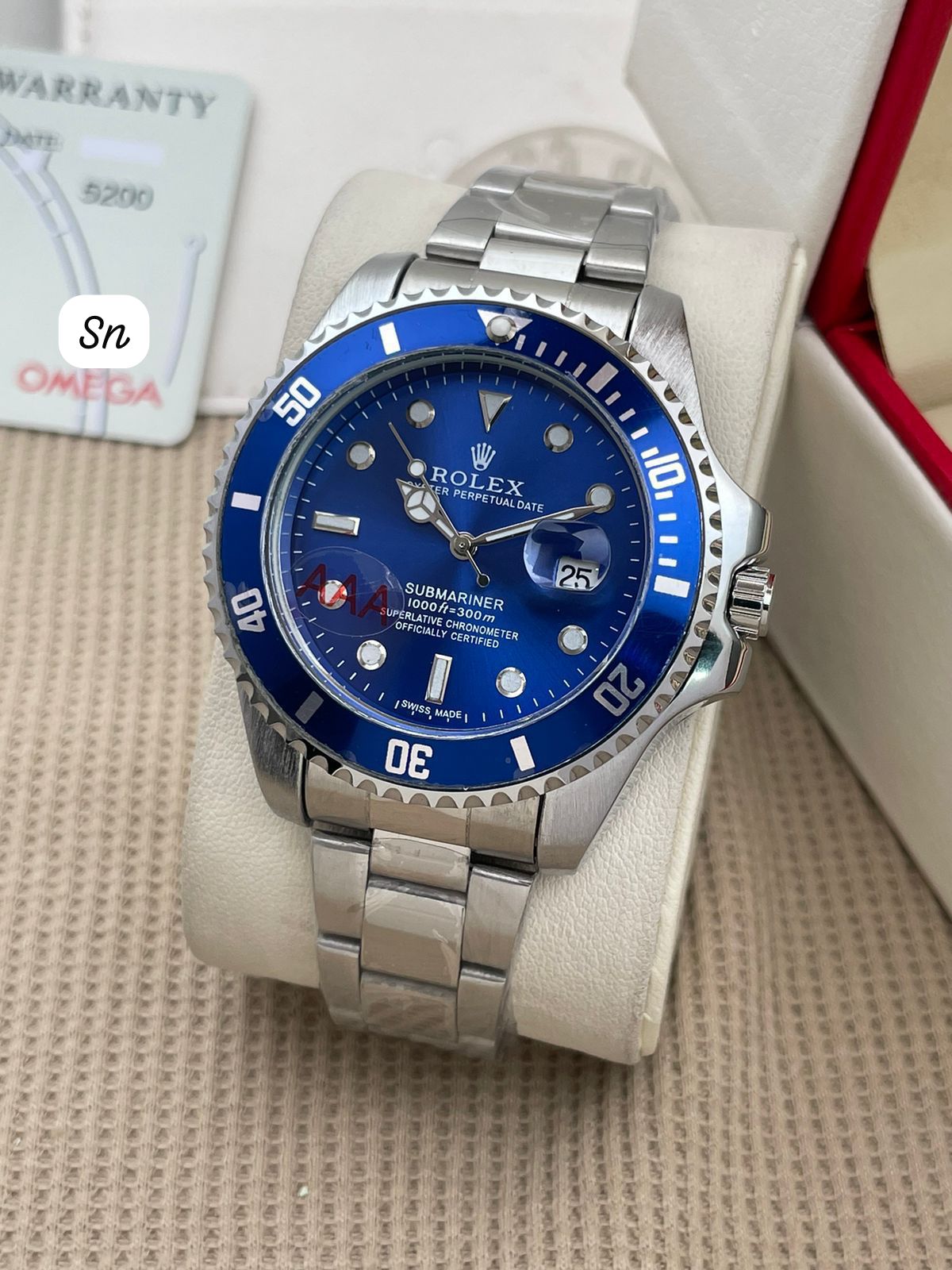 Ro-le-x Submariner Quartz Blue Dial Watch For Him