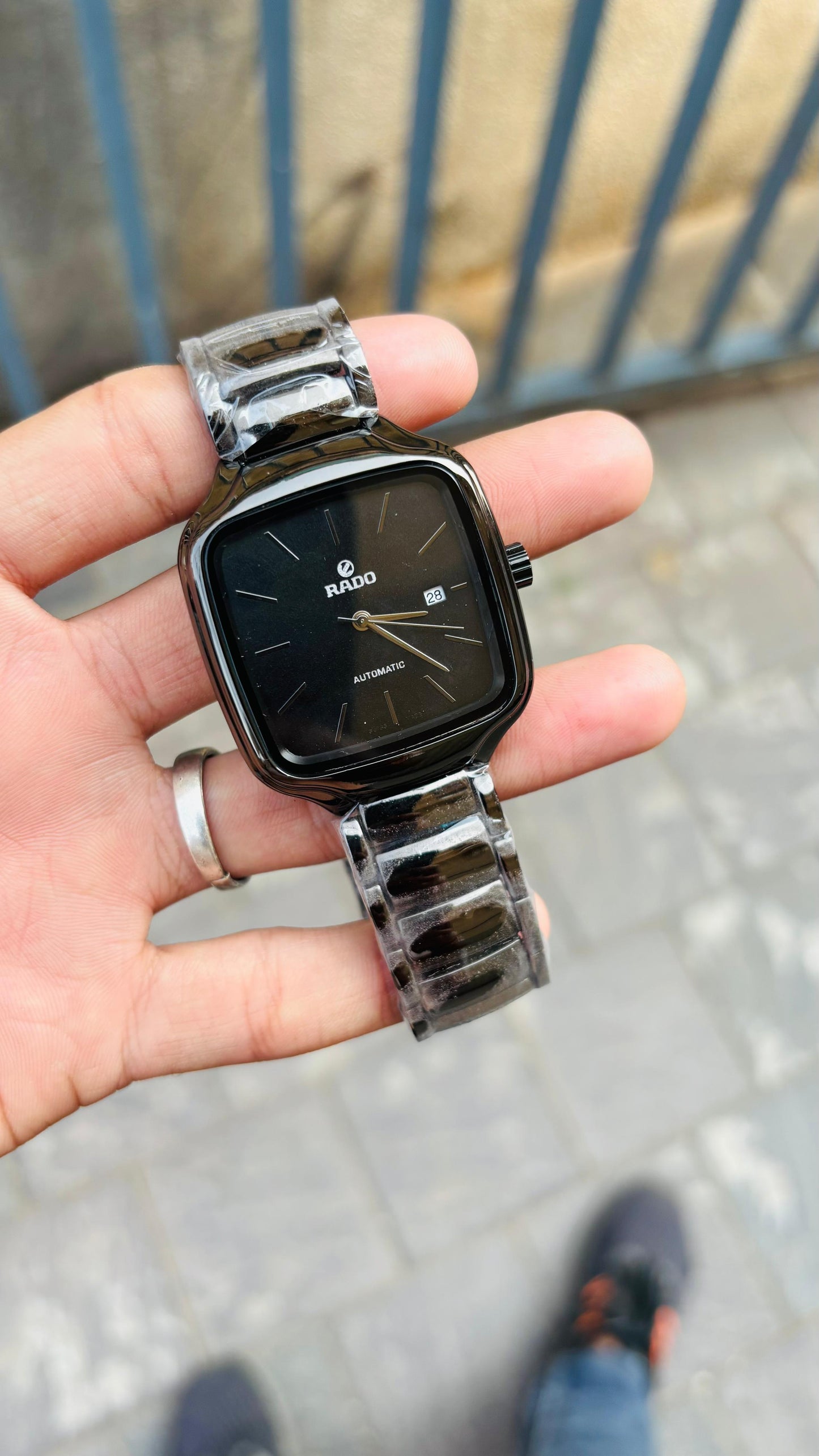 Rado True Square Automatic Black Dial Watch For Men's