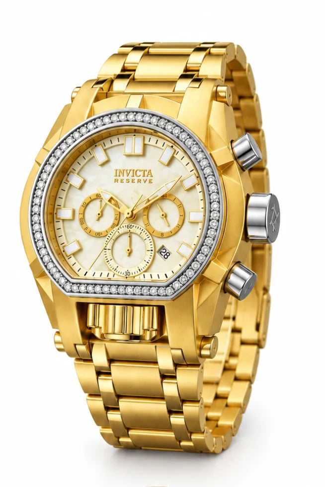 Invicta Reserve Gladiator Gold-whIte Diamond Mens Watch