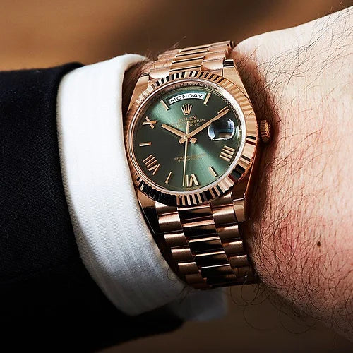 Ro-l-ex Day-Date Oyster Green Dial Men's Watch
