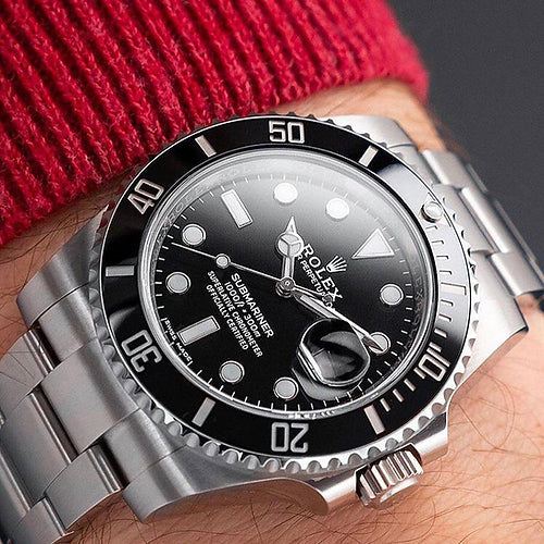 Ro-l-ex Automatic Silver Belt And Black Dial Analog Quartz Men's Watch