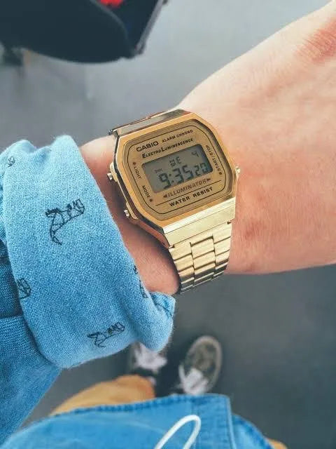 Casio Vintage Gold Dial Metal Belt Unisex Watch