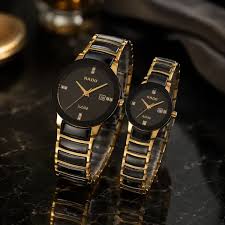 Rado Premium Jubile Style Couple Watches | Two-Tone Black & Gold