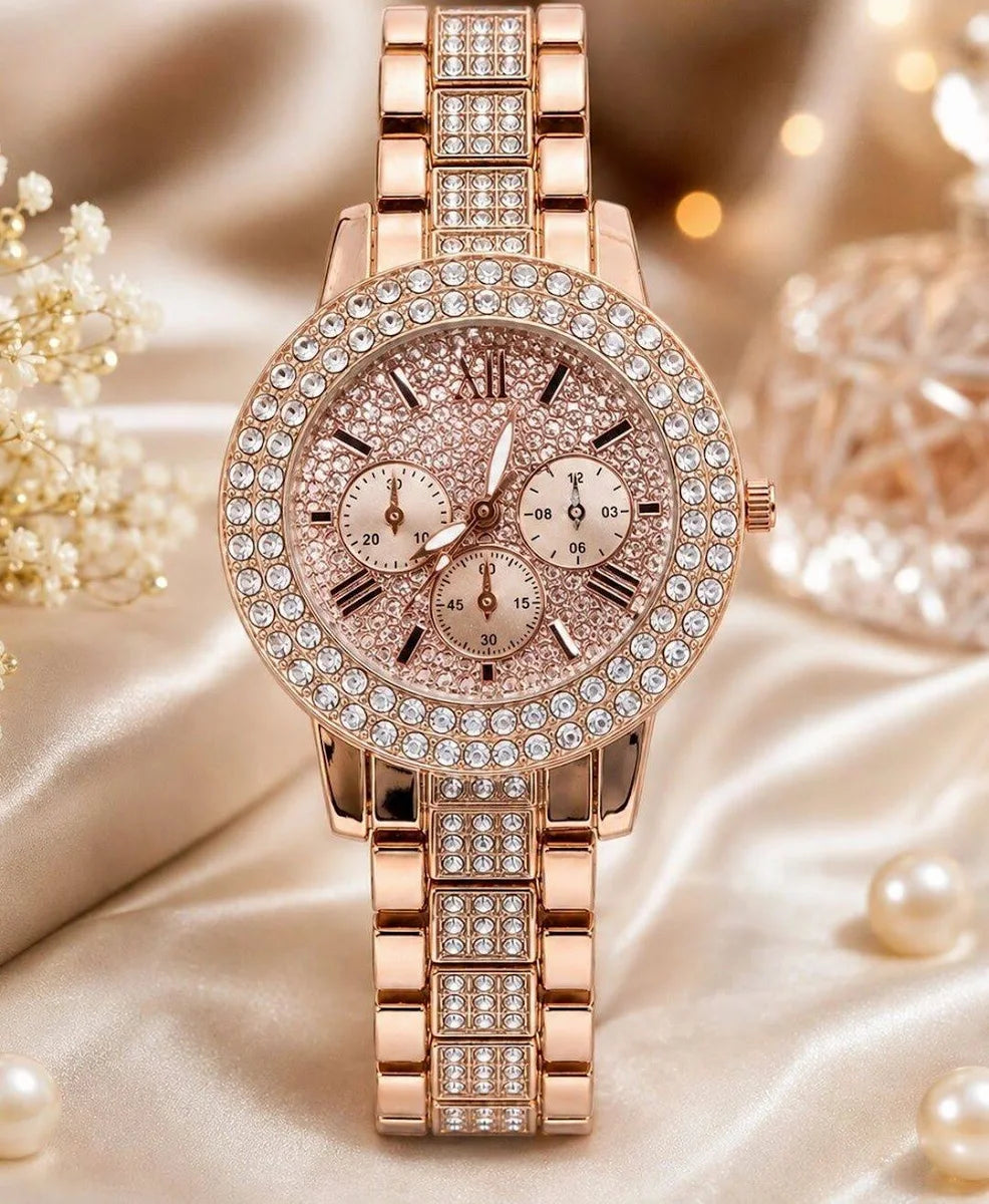 SELLORIA Women Embellished Dial & Stainless Steel Bracelet Style Straps Analogue Multi Function Watch