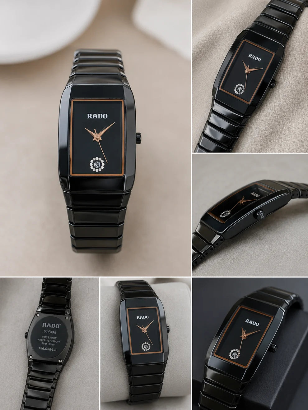 Rado Black Square Dial Ciramic Belt Men's Watch