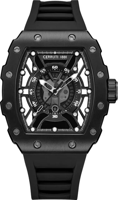 Cerruti 1881 SS25 Quartz Black Tonneau Dial Men's Watch
