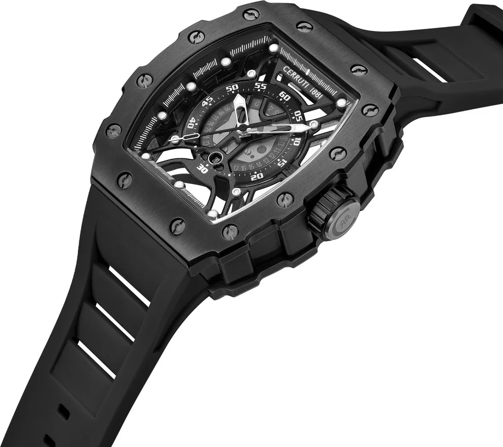 Cerruti 1881 SS25 Quartz Black Tonneau Dial Men's Watch