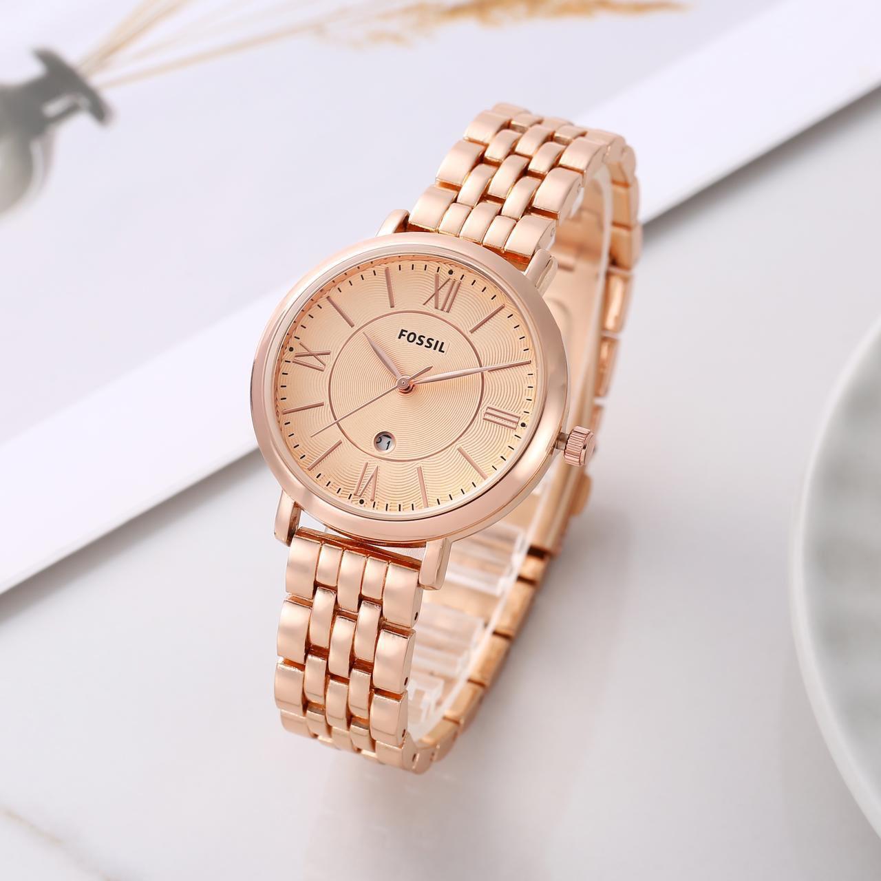 Fossil Rosegold Dial Women's Analog Luxury Watch