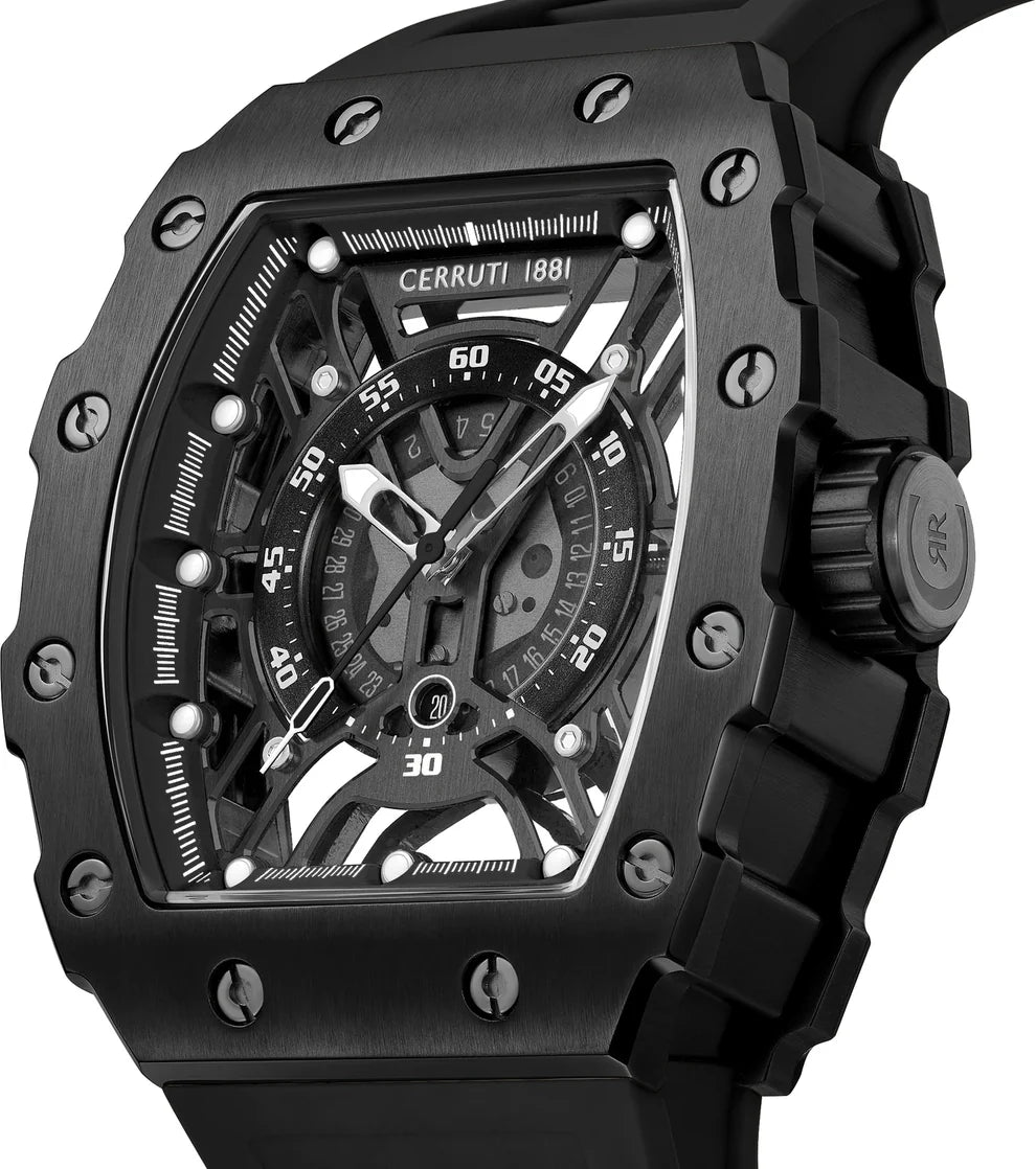 Cerruti 1881 SS25 Quartz Black Tonneau Dial Men's Watch