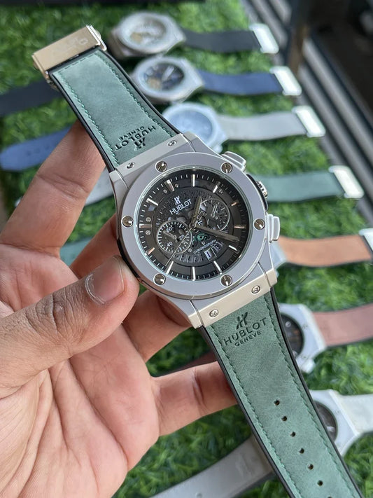 Hublt Skeleton Chronograph – Olive Green Strap men's watch