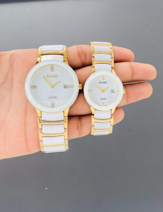Rado Gold White Ceramic For Couple Watch