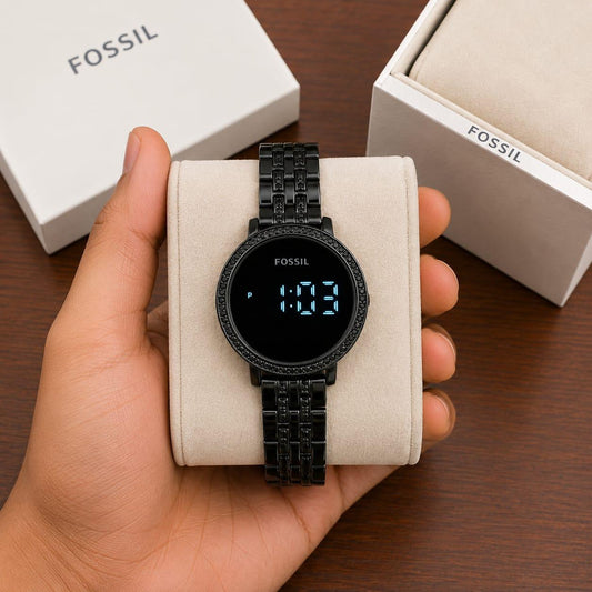 FOSSIL FOR HER 7A DIGITAL TIMING  TOUCH SCREEN  METAL DIAMOND STUDDED STRAP