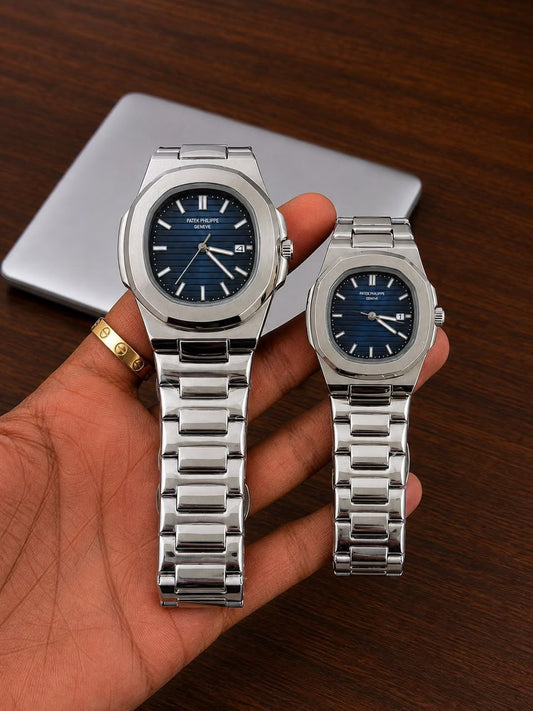 Patek Philippe Nautilus luxury Silver couple's watch