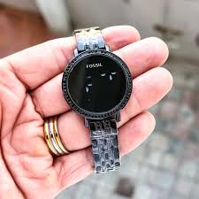 FOSSIL FOR HER 7A DIGITAL TIMING  TOUCH SCREEN  METAL DIAMOND STUDDED STRAP