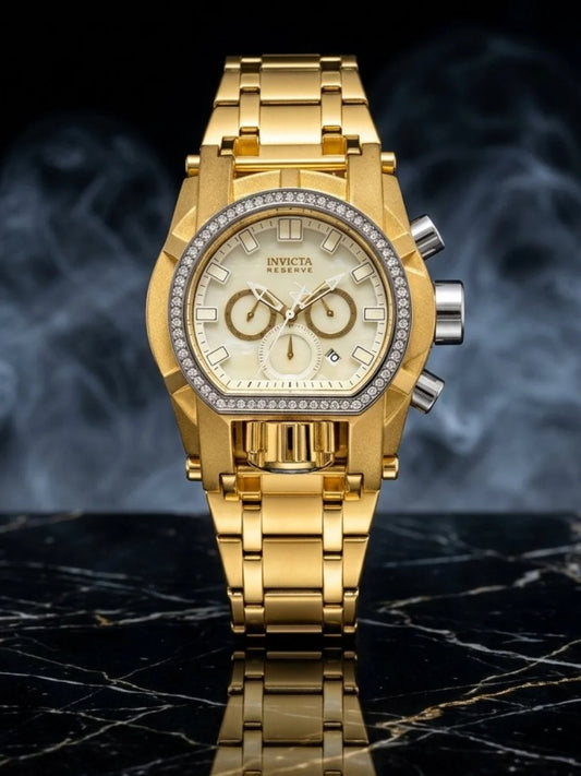 Invicta Reserve Gladiator Gold-whIte Diamond Mens Watch