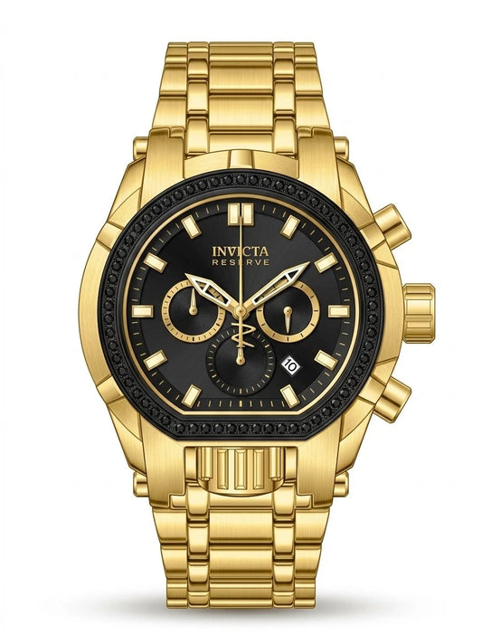 Invicta Reserve Gladiator Gold-Black Diamond Mens Watch