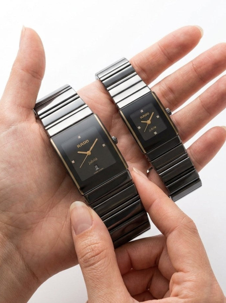 Rado Integral Jubilé Square Black Dial Couple Watch