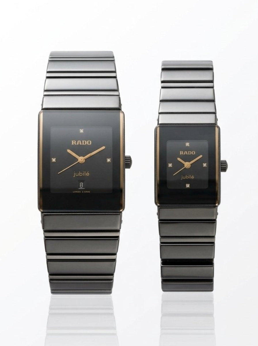 Rado Integral Jubilé Square Black Dial Couple Watch