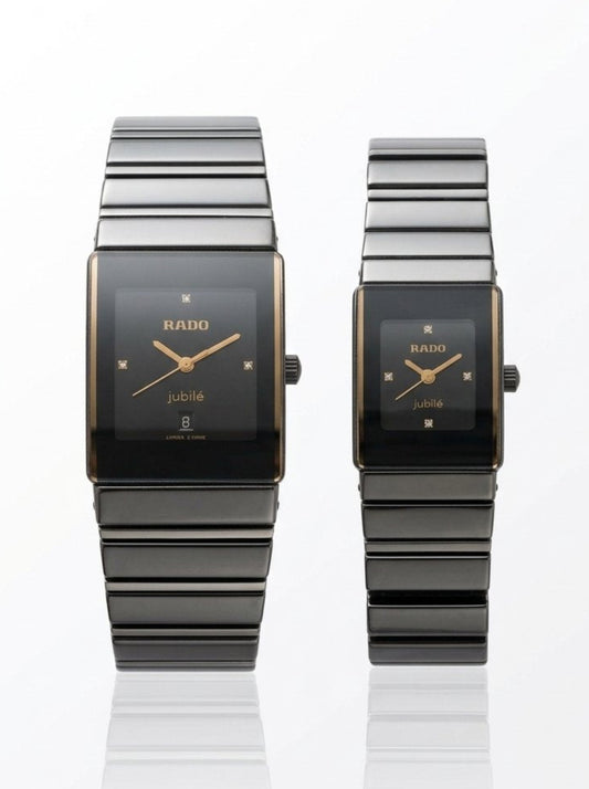 Rado Integral Jubilé Square Black Dial Couple Watch