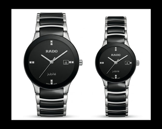 Rado Premium Jublie Style Couple Watches | Two-Tone Black & Silver
