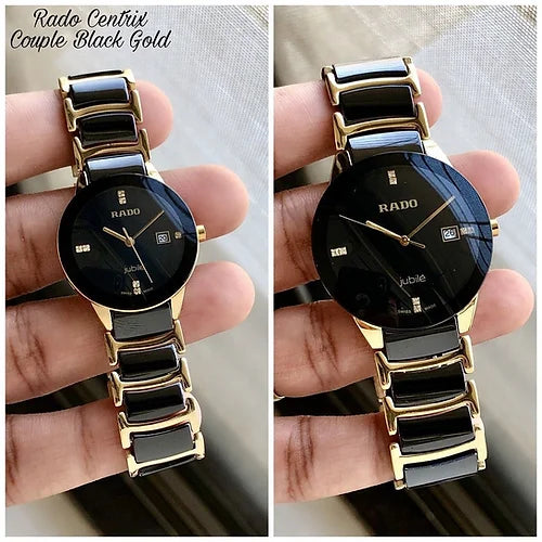 Rado Premium Jubile Style Couple Watches | Two-Tone Black & Gold