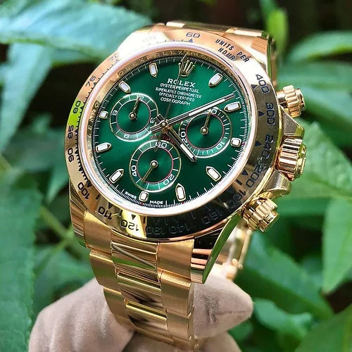 Rolex Automatic Golden And Green Dial Analog Chronograph Round Men's Watch