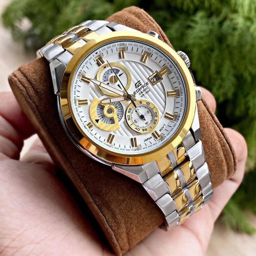 Casio Edifice Men Silver Analogue DualTone Watches (ED426) EF-556SG-7AVDF