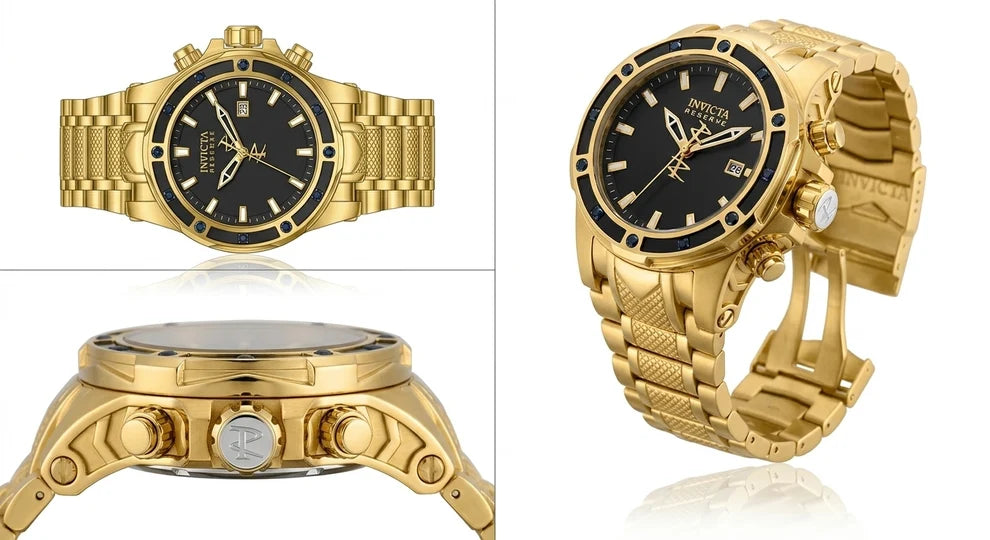 Invicta Reserve Gladiator Gold-Black Diamond Mens Watch