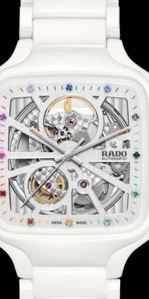 Rado White Rainbow Dial Ceramic Automatic Open Heart Watch For Men's