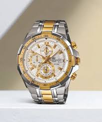 White casio edifice watch silver gold wrist watch for mens