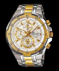 White casio edifice watch silver gold wrist watch for mens