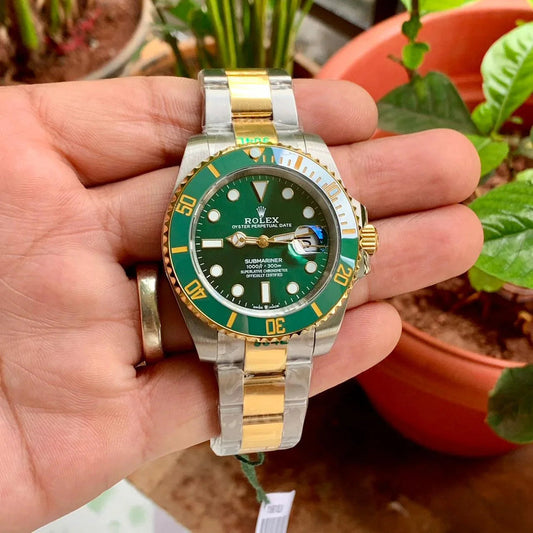Ro-lex Submariner Quartz Green Dial Men's Watch